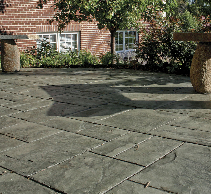 Beautiful use of Butterfield Ashlar Slate concrete stamps
